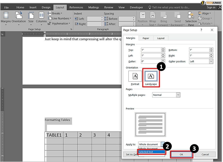 flip orientation of word document for some pages in mac